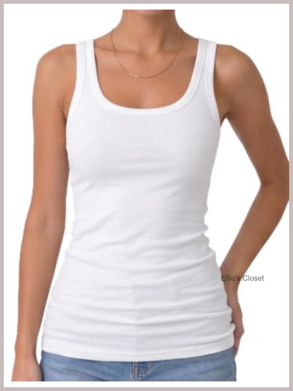 Ribbed Knit Tank Top U Neck Sleeveless Stretch Women Summer Basic Cami